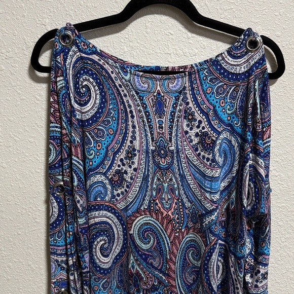 Cable & Gauge Women‎ Cold Shoulder Paisley Print 3/4 Sleeve Tunic Top Size L - Picture 4 of 7